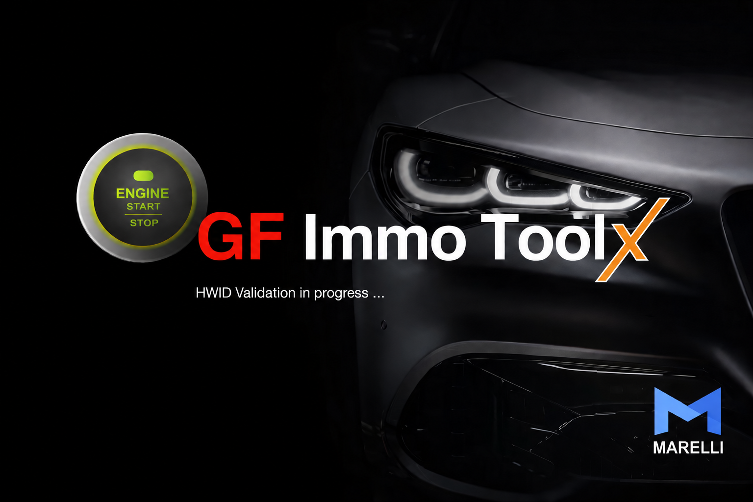 GF Immo ToolX con emblema Marelli y validación HWID